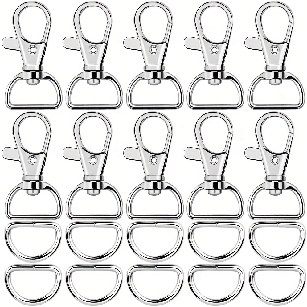 60pcs Swivel Snap Hooks And D Rings For Lanyard And Sewing Projects 1 Inch