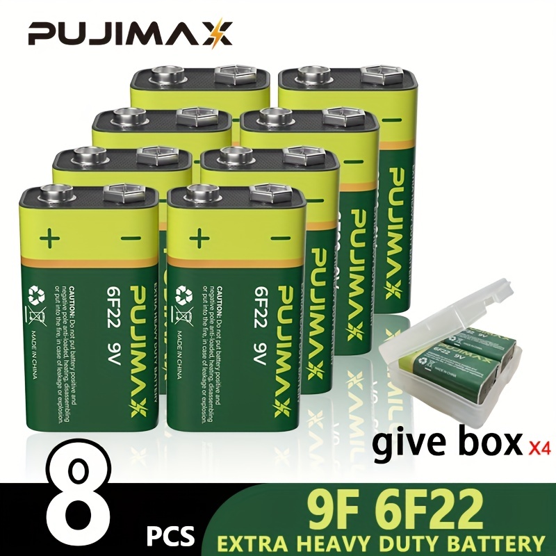 PKCELL 6LR61 9V Alkaline Battery, 2PCS Smoke Detector Batteries, Long  Lasting High-Power Disposable Batteries