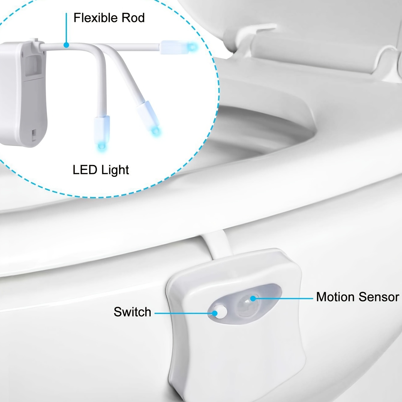 1pc led toilet bowl light motion sensor activated color changing bathroom bowl light without batteries details 2