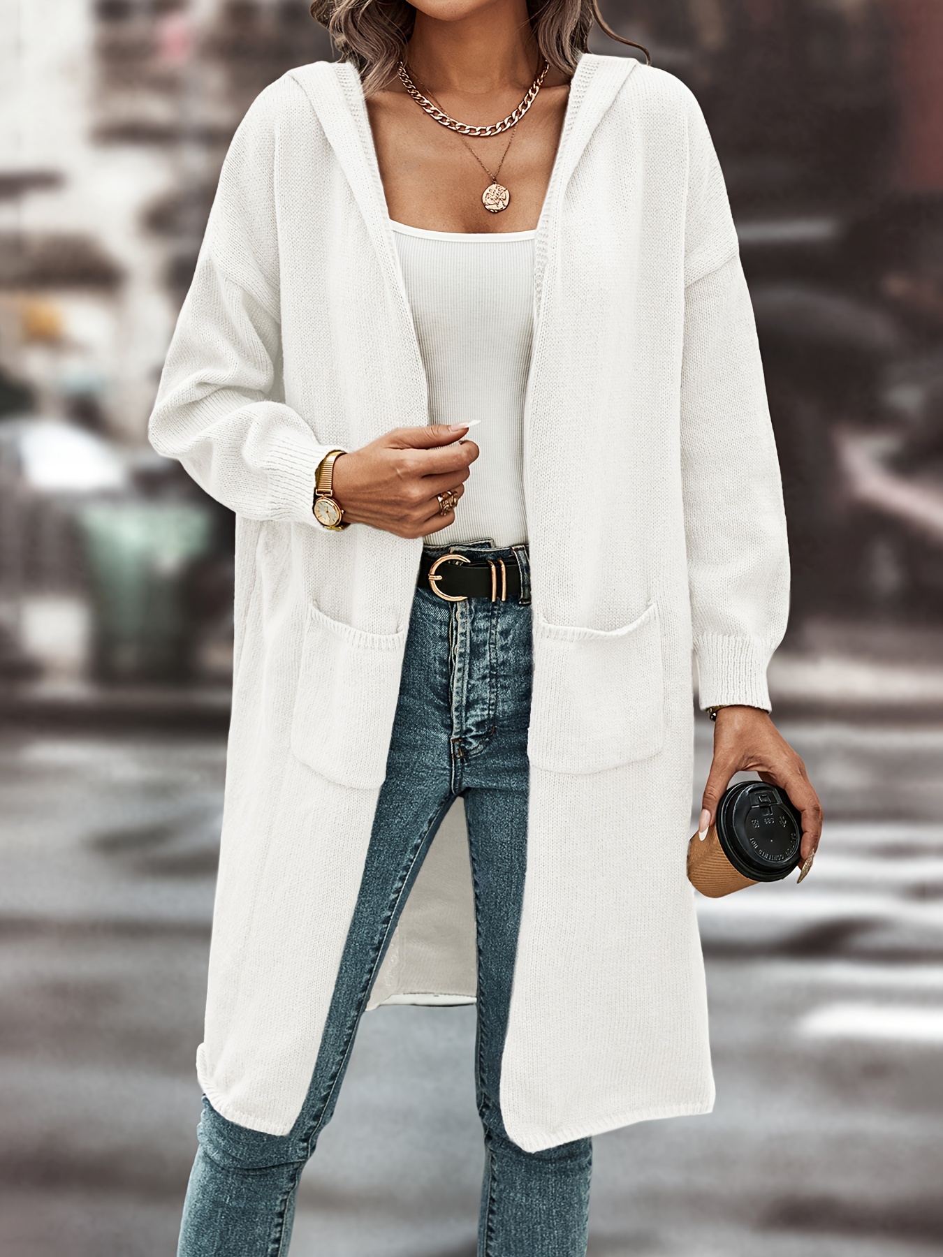 Long white best sale hooded cardigan