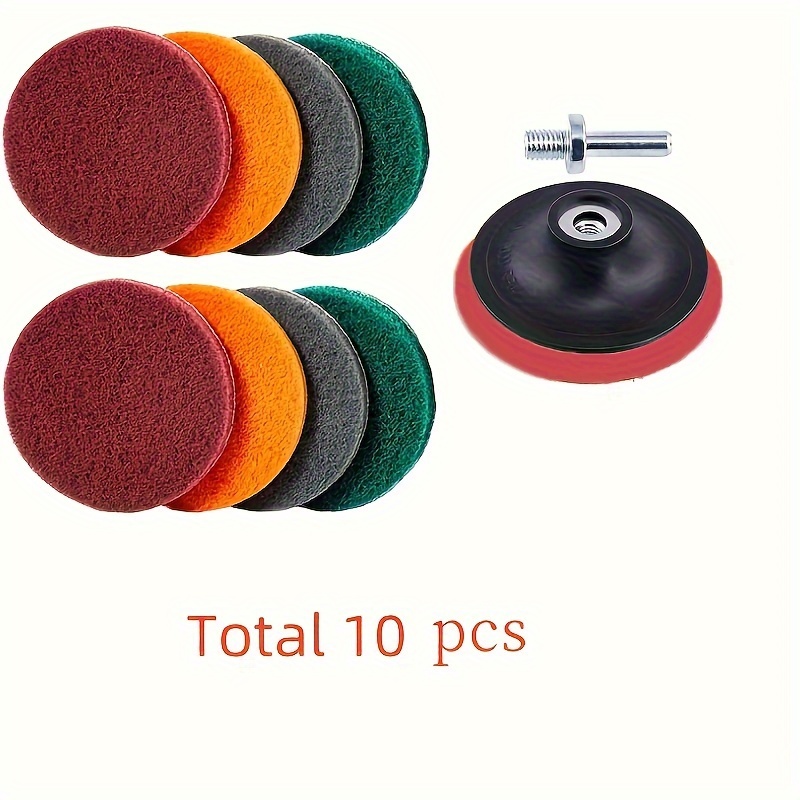 

10pcs Electric Scrubbing Mat Drilling Attachment, 4 Inch Cleaning Mat, For Kitchen, Bathroom, Cement Pulp, Carpet, Bathtub, Grill, Tile Scrubbing Cleaning