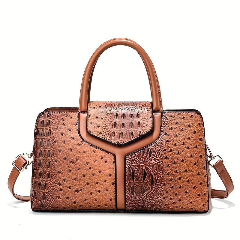 Misty Handbags Brown Crocodile Italian Leather Shoulder Bag, Best Price  and Reviews