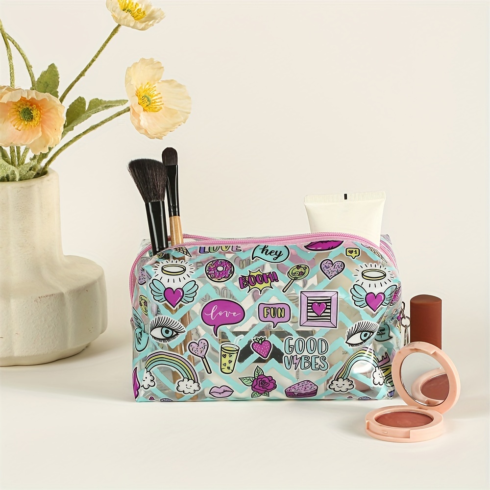 Women Cosmetic Bag Plaid Toiletries Travel Storage Bag PU Leather