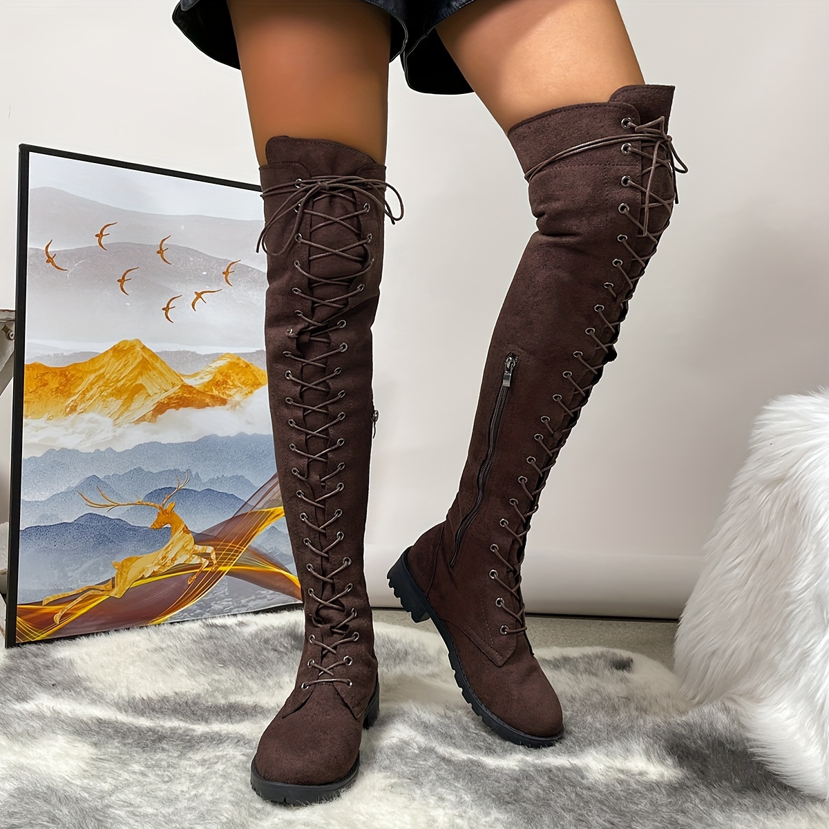 Women's Lace Up Knee High Boots
