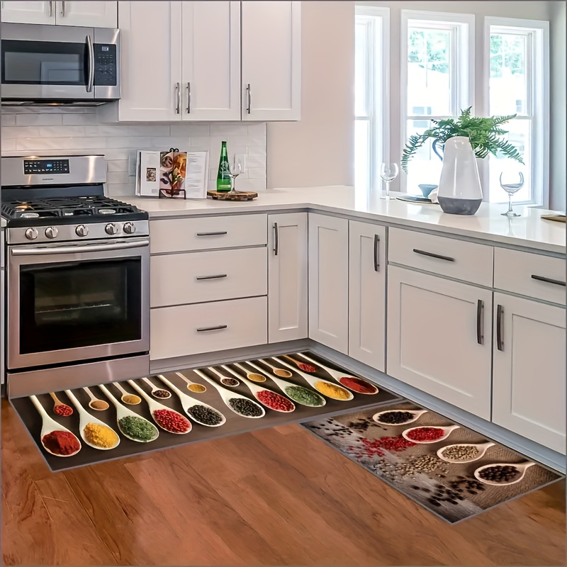 Boho Anti Fatigue Kitchen Rugs - Absorbent Non Slip Stain Resistant