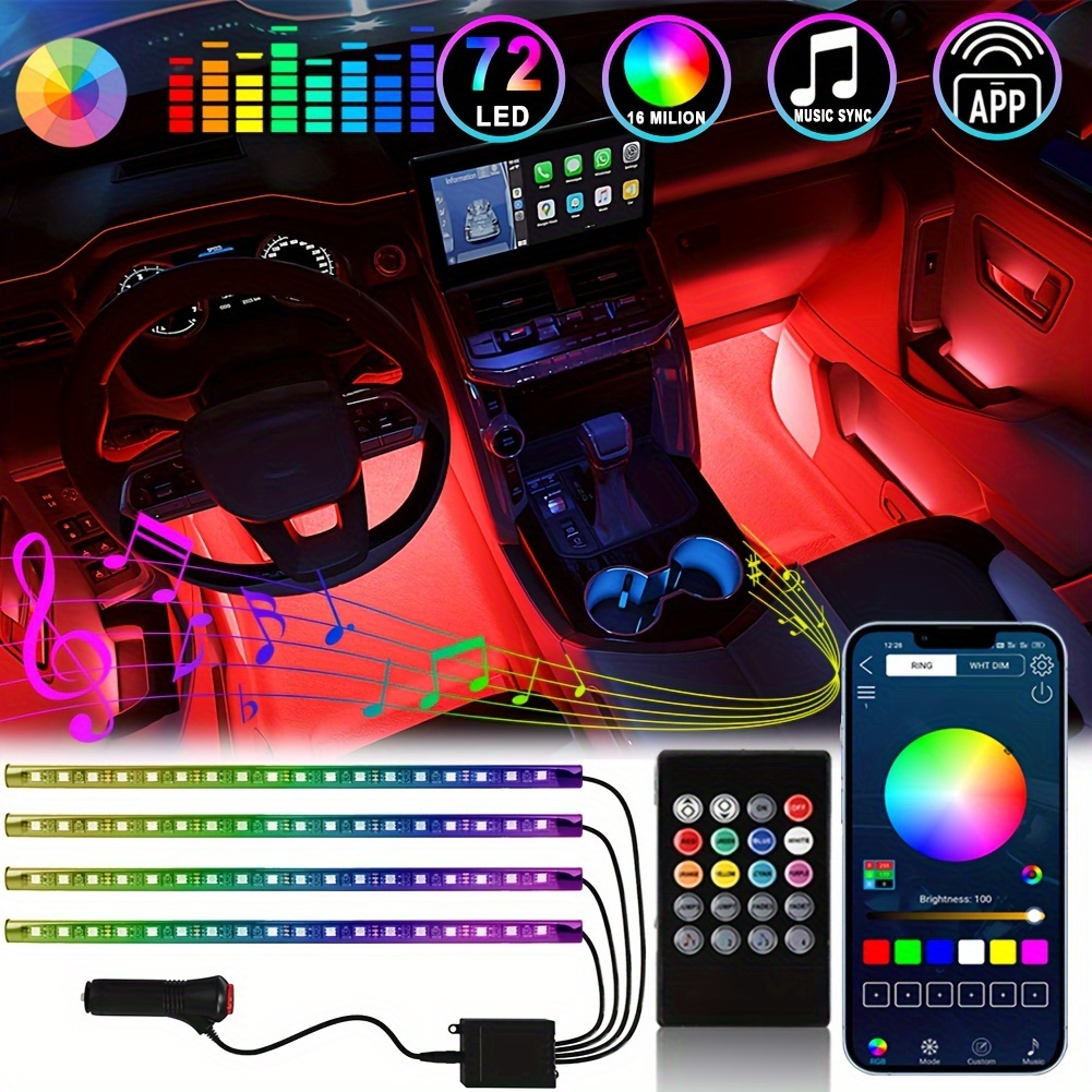 Upgrade Car's Interior 48 Led Usb Lights Music Sync Wireless - Temu