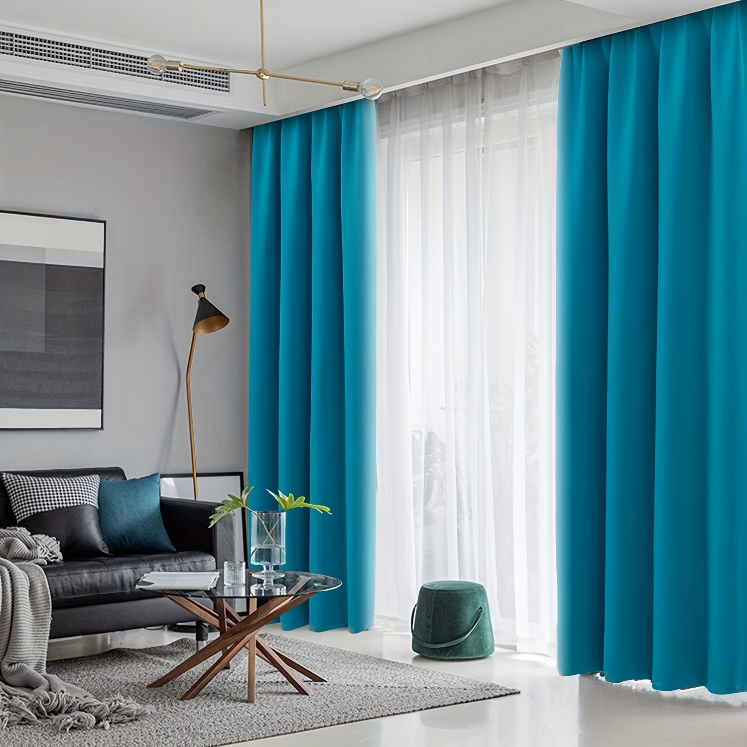 Cortinas opacas azules para sala de estar, juego de 2 paneles, cortinas de  tratamiento de ventana para dormitorio, reducción de ruido, cortinas con