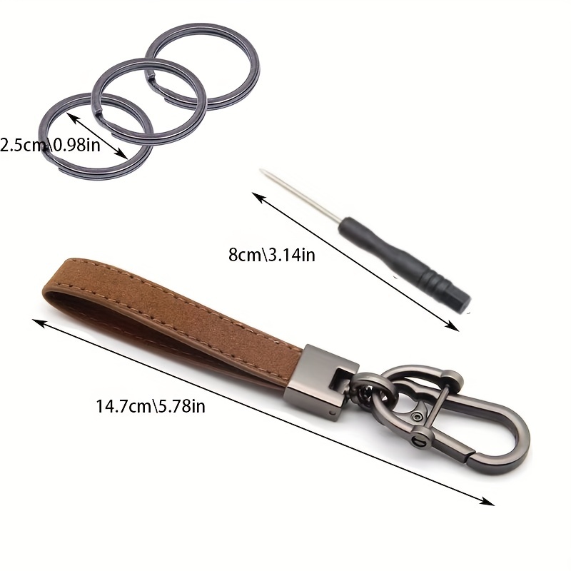 Wisdompro 2 Pcs Genuine Leather Keychain, Key Chain with Belt Loop Clip for  Keys