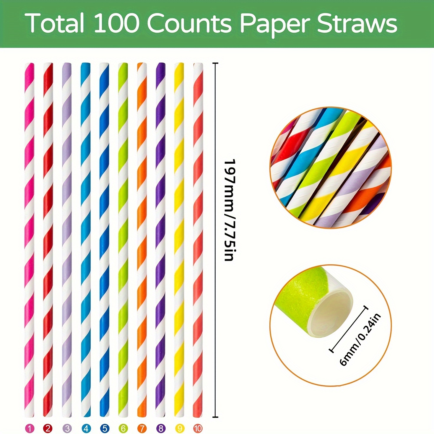 100pcs Foil Red Green Stripe Paper Straws For Baby Shower Wedding Party  Kids Birthday Party Decoration Supplies