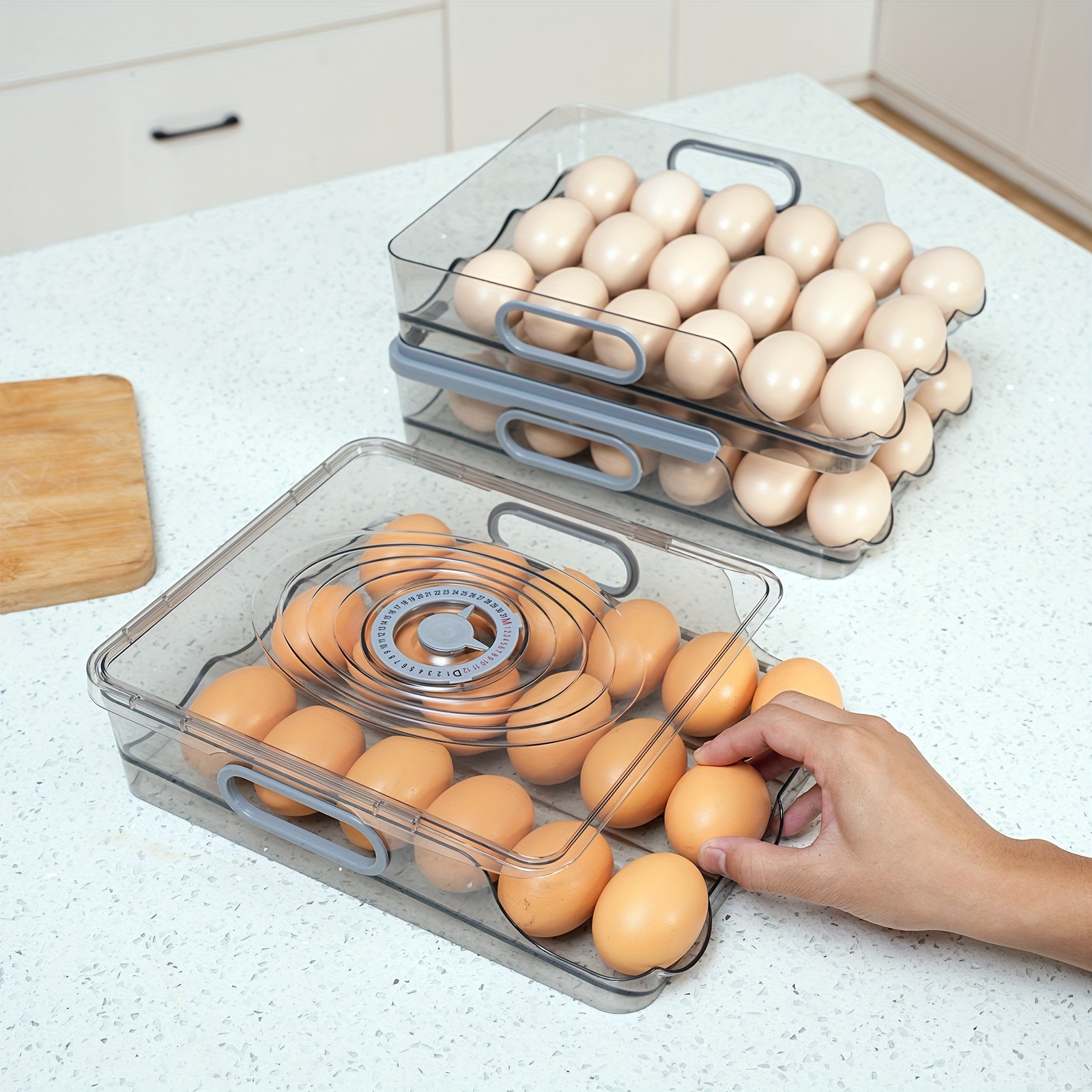 Egg Holder For Refrigerator - Auto Rolling Egg Organizer 3 Layer - Stacked  Egg Tray Fridge Egg Storage Container - Hold 21 Eggs