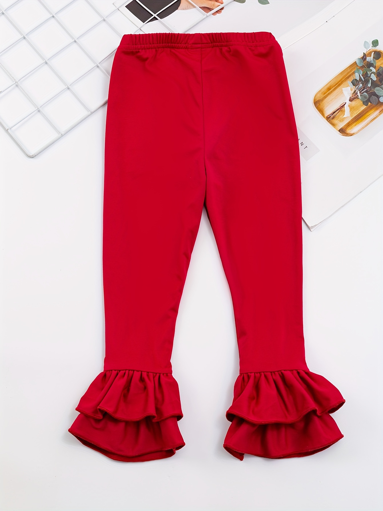 Red ruffle bell bottom on sale pants