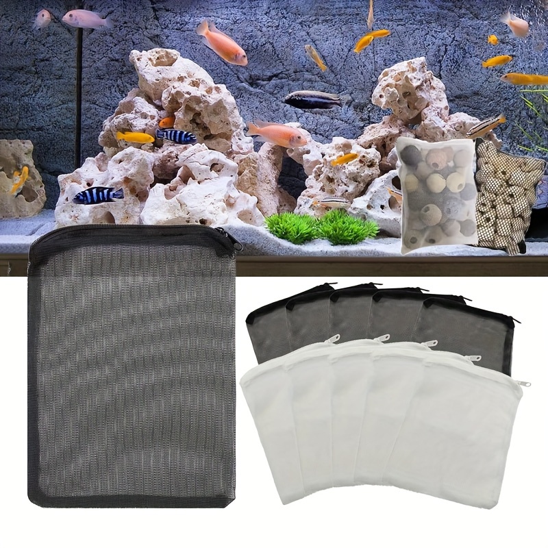 Filter Bags Bag Aquarium Media Mesh Tank Fish Carbon Net Charcoal Small Zipper Aquatic Drawstring Flow Filtering, Size: 21x15x0.10cm