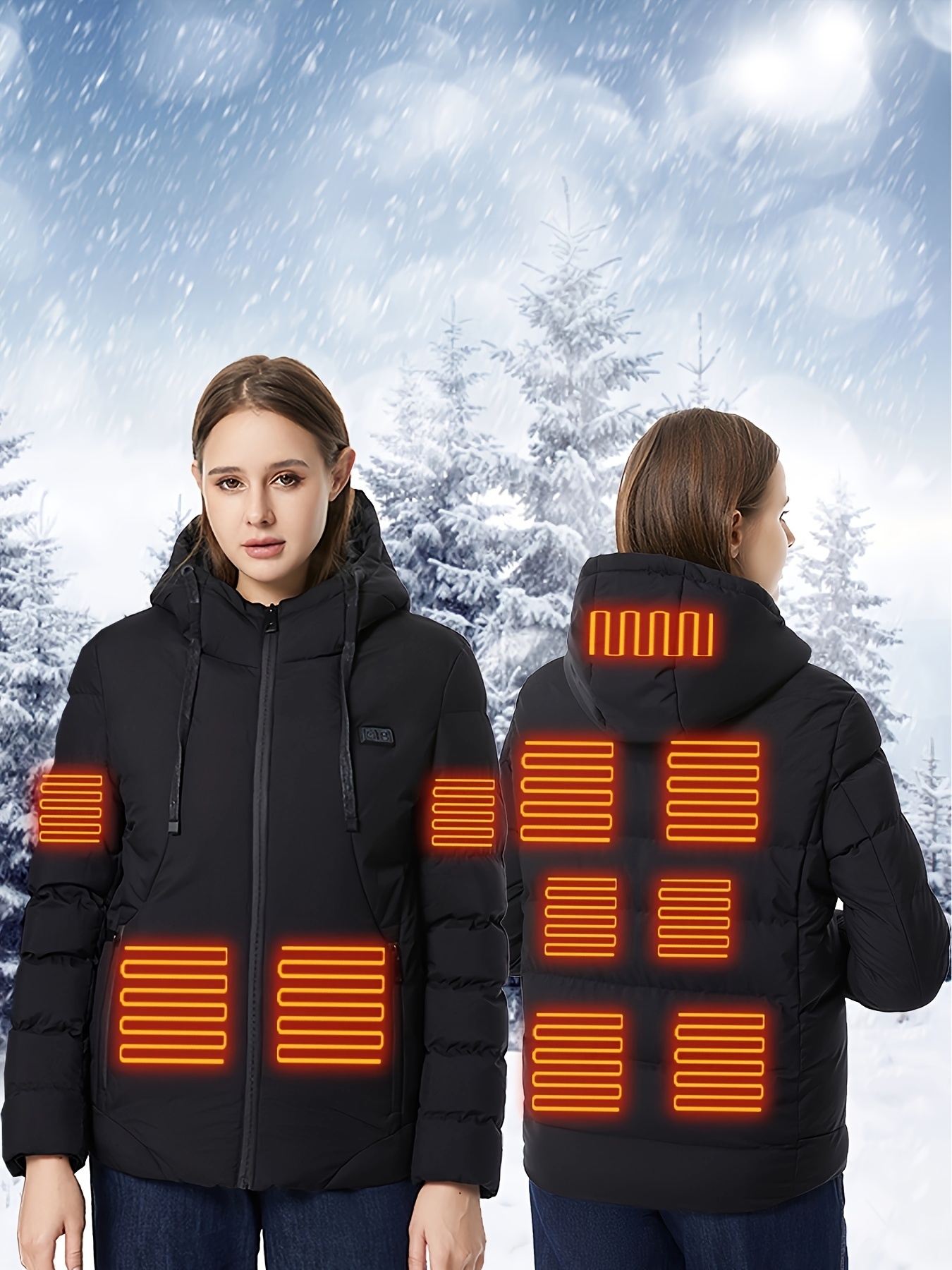 chaqueta calefactable hombre,chaleco calefactable hombre,Chaqueta eléctrica  con calefacción USB para hombre y mujer, abrigo cálido para Moto, esquí y