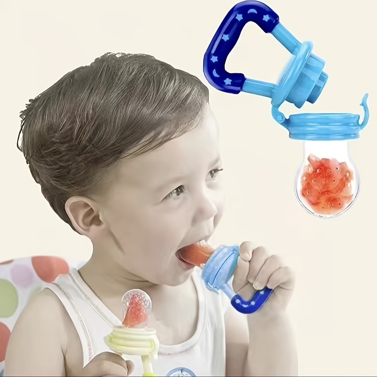  Chupete alimentador de frutas para bebés - Comedero de  alimentos - Chupete alimentador de frutas con pezones de silicona en 3  tamaños incluidos. : Bebés