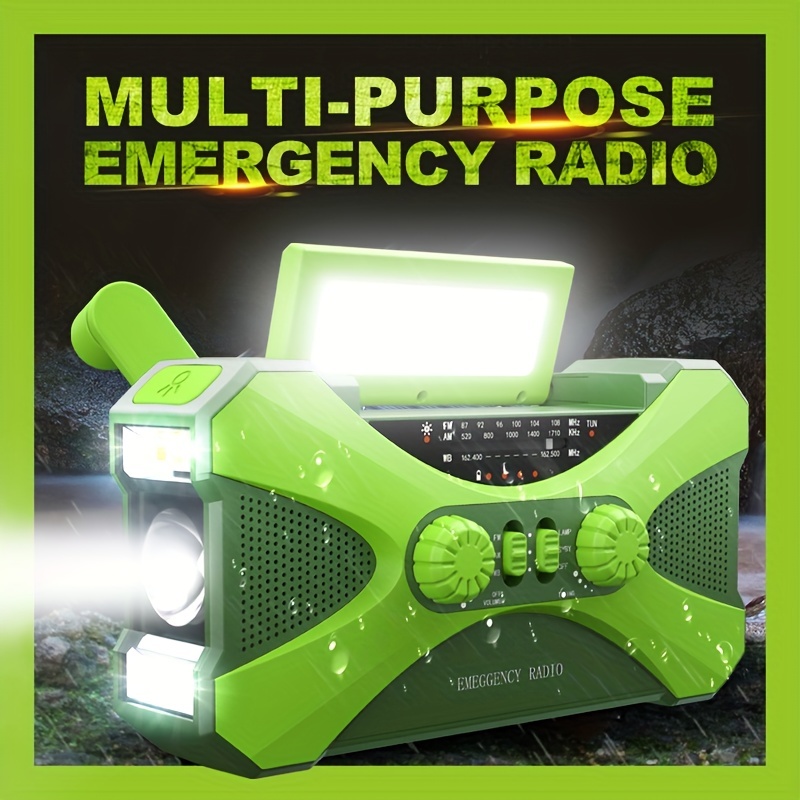 Multi-function Emergency Radio AM/FM/NOAA Solar Hand Crank Charging, 10000 MAh Outdoor Emergency Power Bank With LED Flashlight Reading Lamp & SOS Alarm For Outdoor Survive