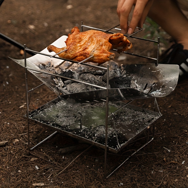 Ash Barbecue en acier portable pliant barbecue charbon de bois camping