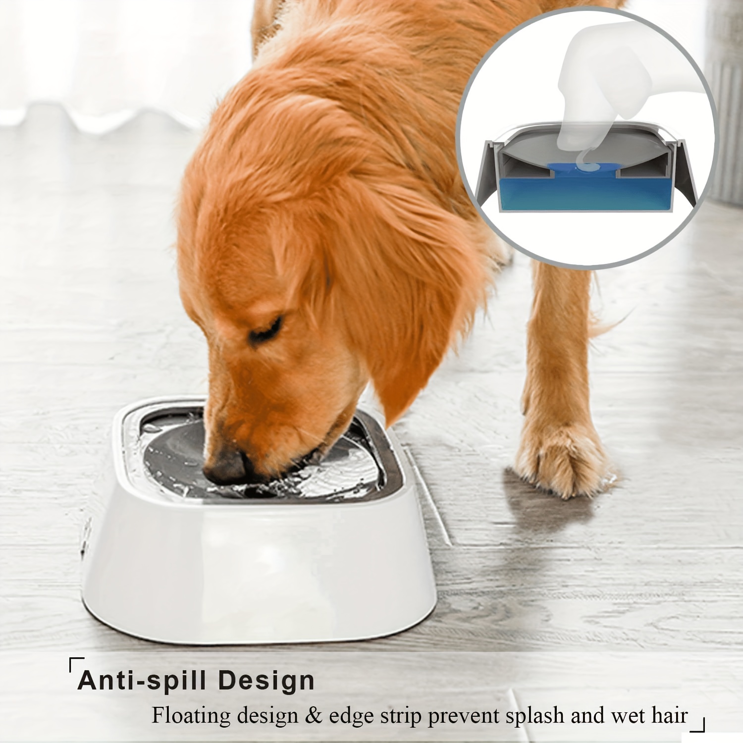 

Dog Water Bowl Splash Proof Anti Spill Slow Feeder Dish Cat Water Bowl No Slip Dispenser
