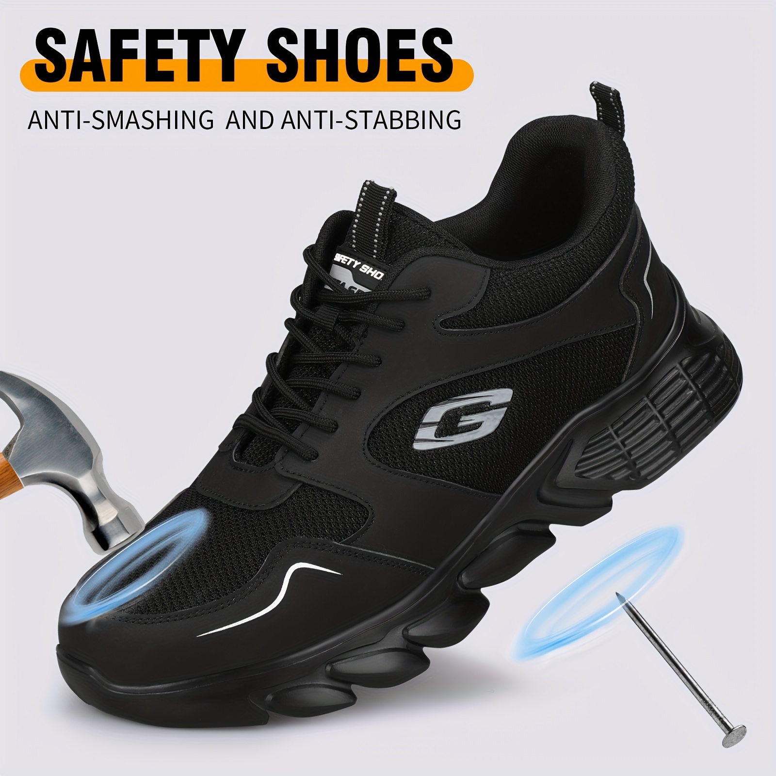Zapatos de seguridad para hombre, zapatillas de seguridad con punta de  acero para mujer, zapatos de trabajo ligeros, calzado de construcción  ligero