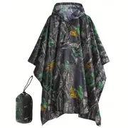 camouflage print waterproof rain poncho portable reusable hooded rain jacket for adults details 6