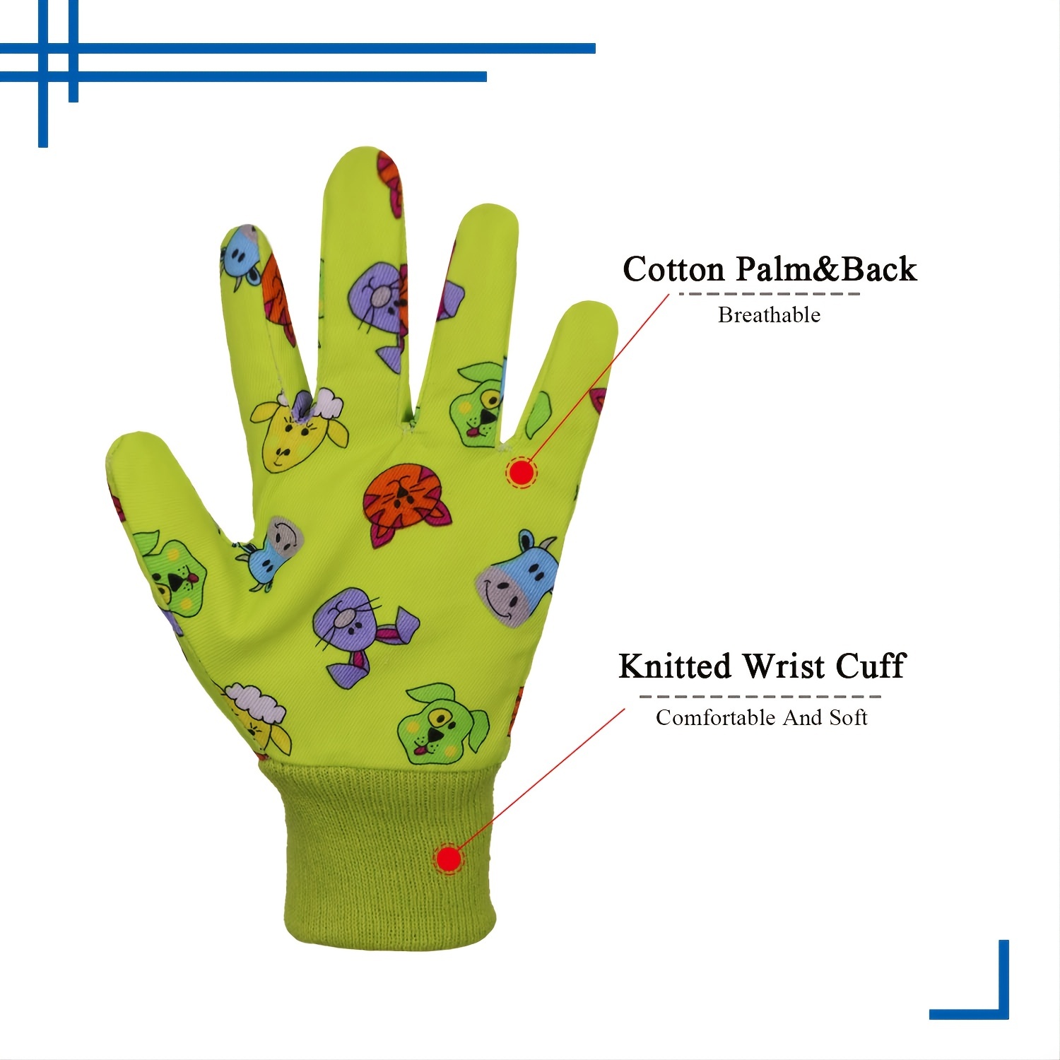 COOLJOB 3 pares de guantes de jardinería para niños de 6 a 8 años