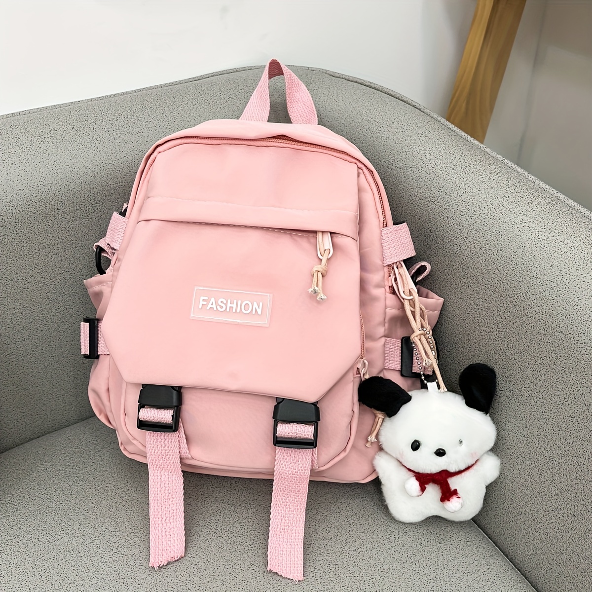 Pink Bear Backpack Y2K Waterproof PU Leather Schoolbag Girls