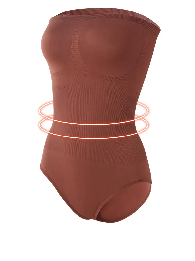Solid Seamless Strapless Shaping Bodysuit Simple Soft Tummy - Temu