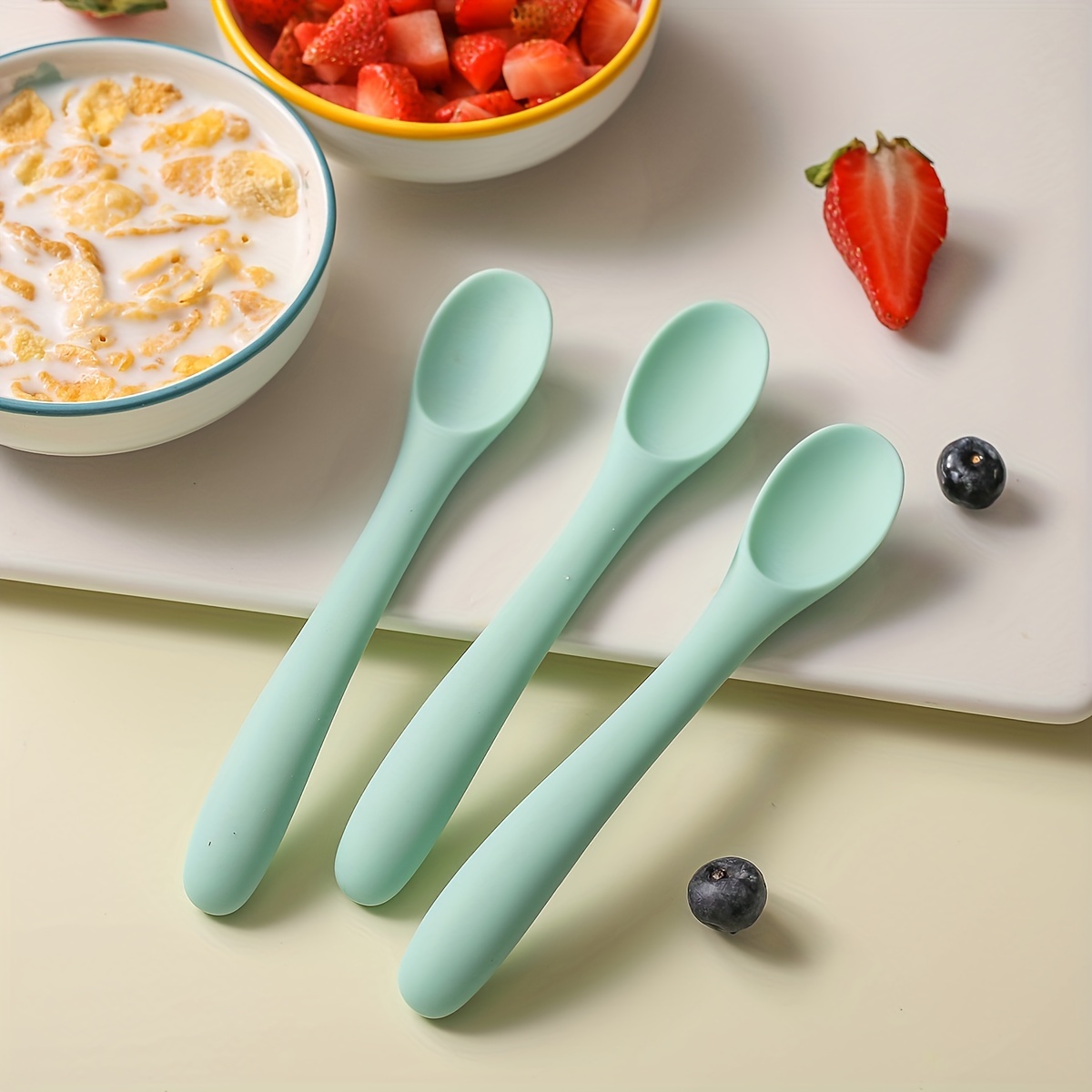 Toyvian 3 Pz Cucchiaio Alimentare Supplementare Cucchiai Di Silicone  Stoviglie Di Sicurezza Cucchiaio Da Alimentazione Scaricare La Testa a  Cucchiaio