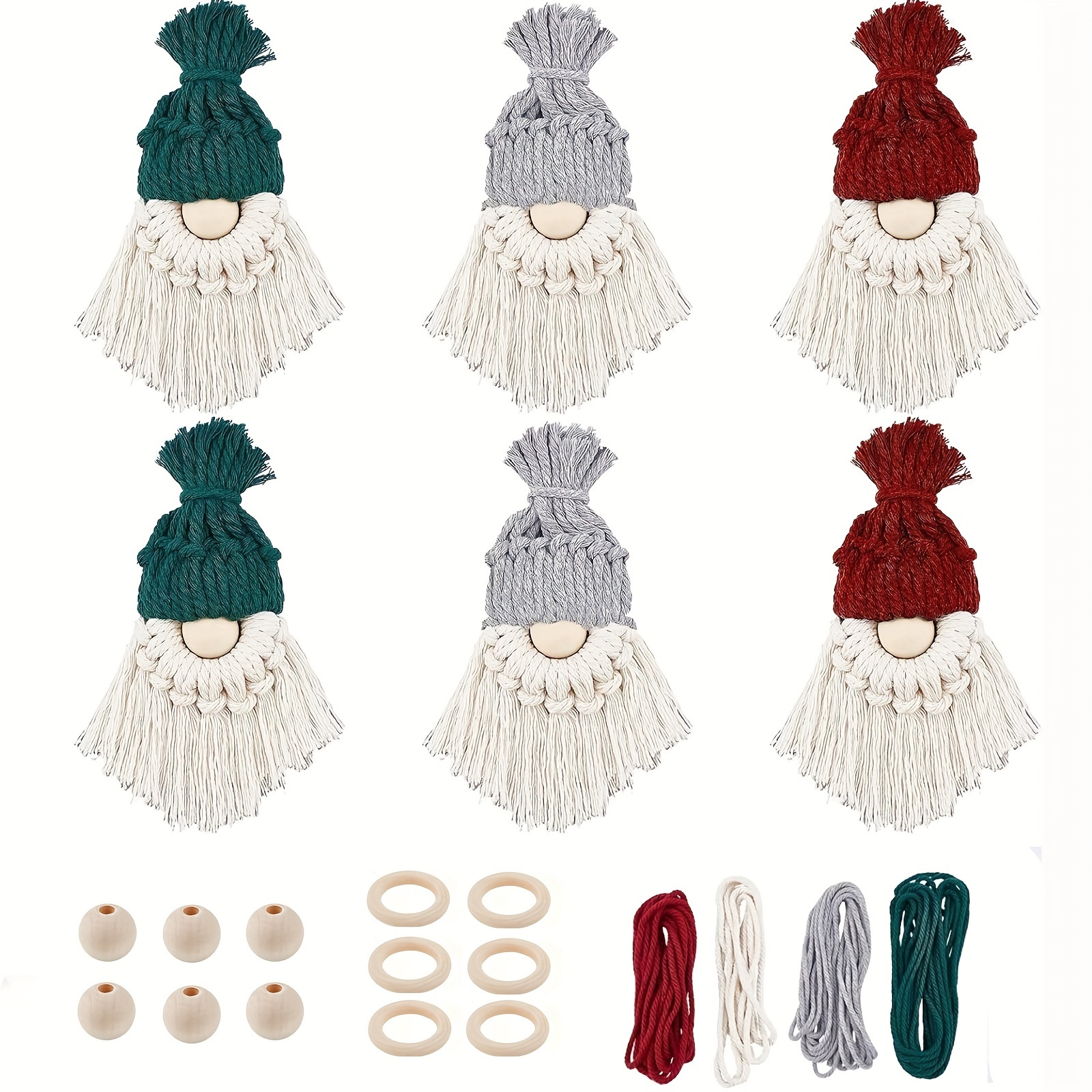 INFUNLY Christmas DIY Macrame Gnomes Kit Macrame Santa Claus Wall Hanging  for Beginners Woven Macrame Xmas Gnomes Macrame Kits for Adults with