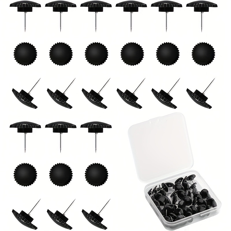 Black Push Pins for Cork Board,Thumb Tacks for Wall Hangings,Flat