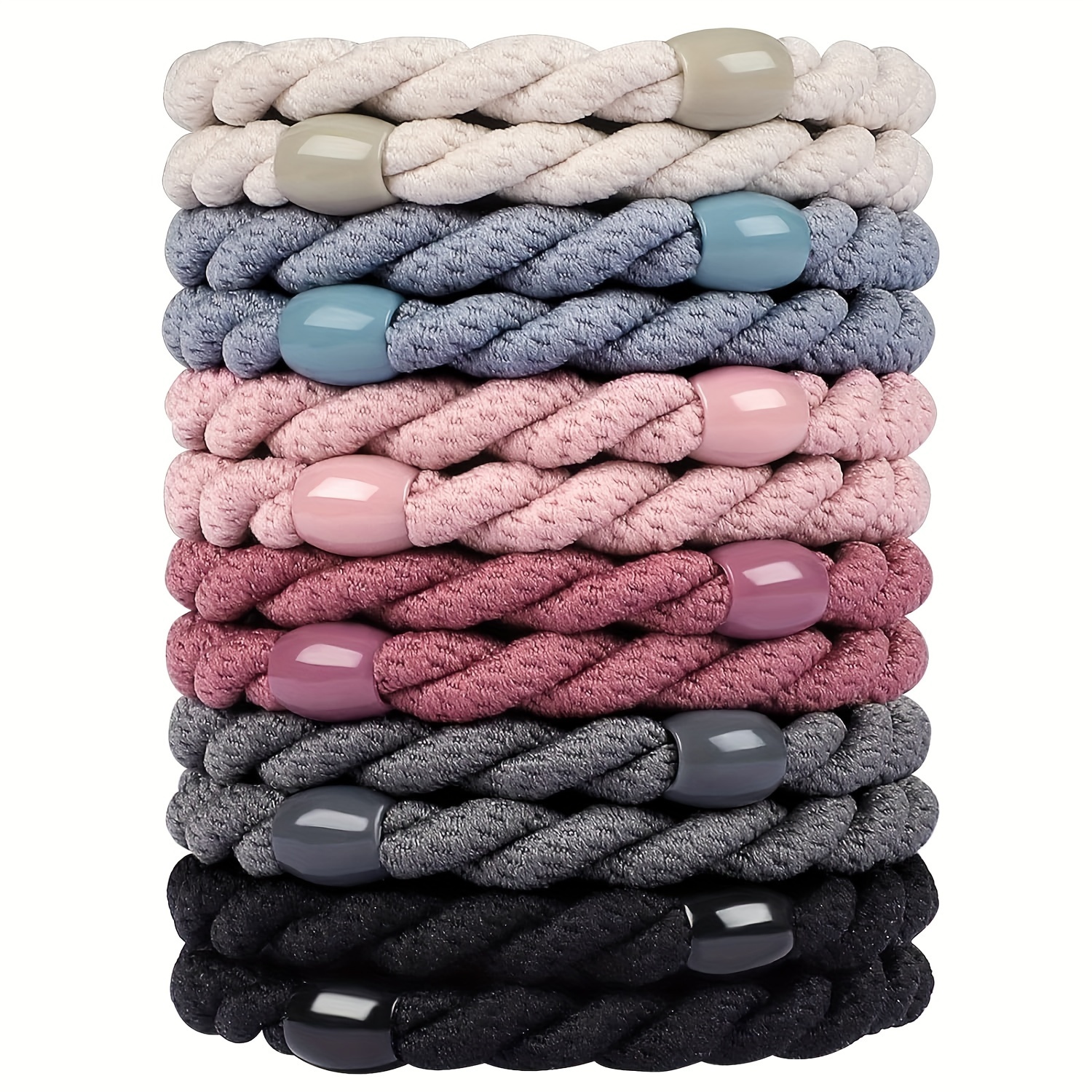 TEMU 12pcs Women’s Thick Hair Scrunchies - No-damage Elastic Hair Ties With Soft Pastel & Vibrant Colors, Gentle Grip For Thick/curly Hair, Non-slip
