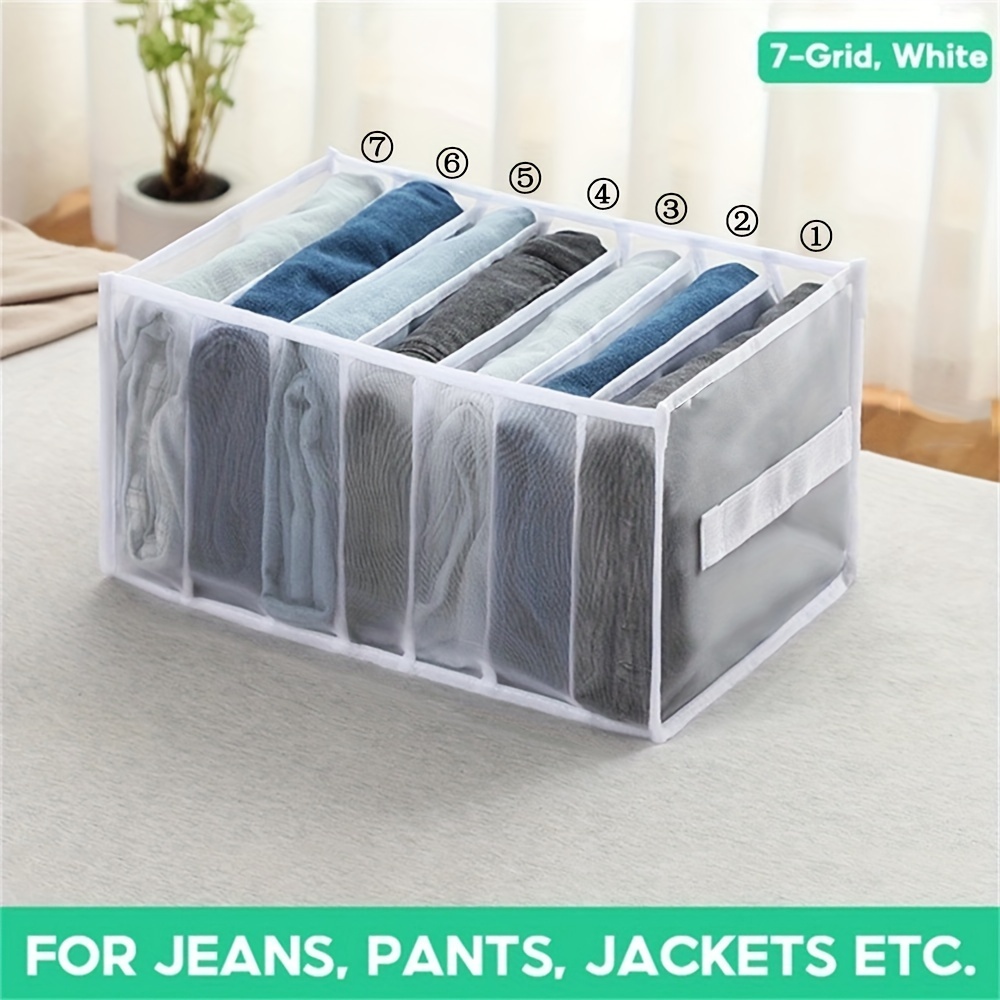 Wardrobe Clothes Organizer Set of 5- Storage Container Bags Foldable  Storage Baskets Upgraded Extra Large Drawer Organizers for Clothing(7 Grid  Jeans+9 Grid Shirt+6 Grid Bra+7 Grid Underwear+7 Grid Socks, Gray) :  
