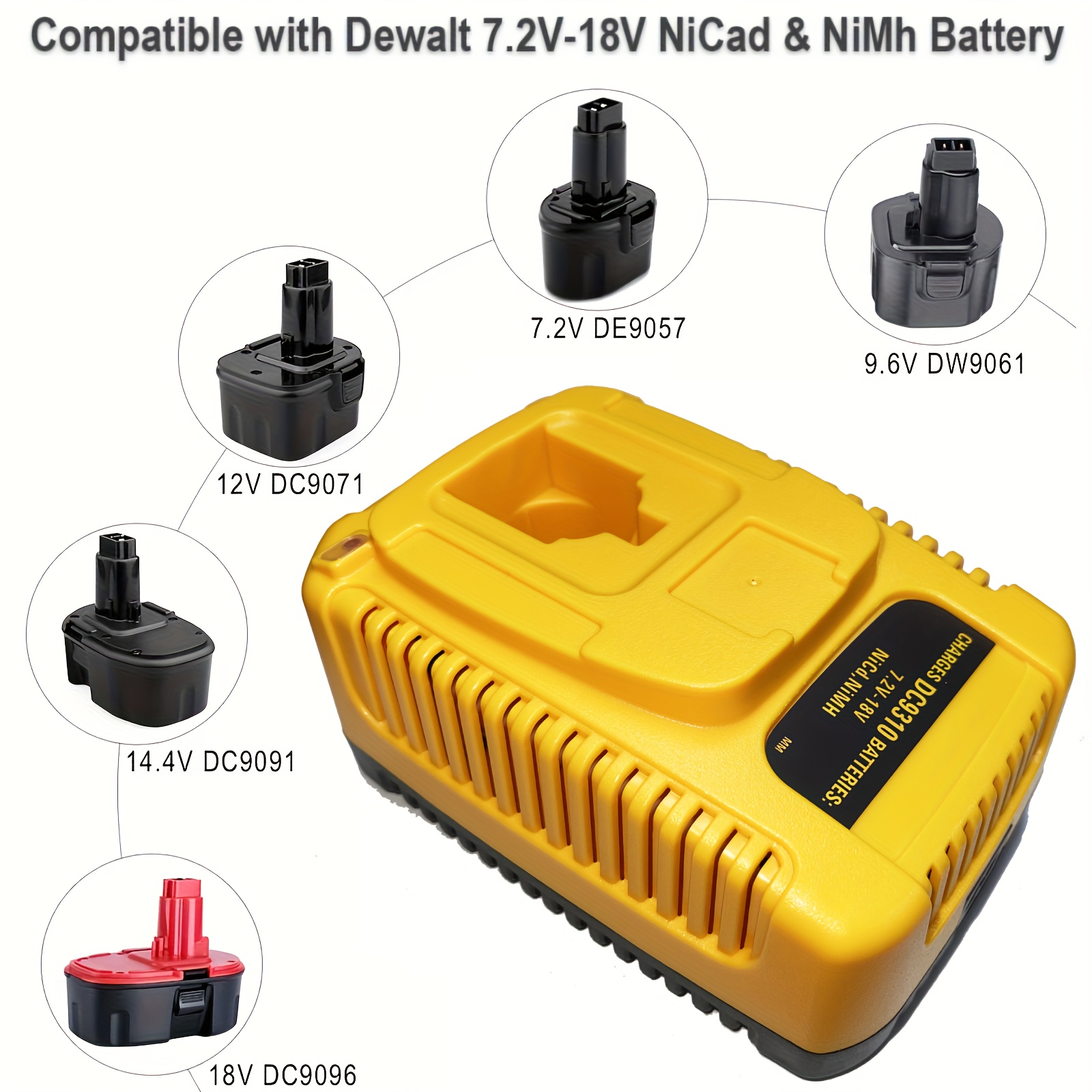 Yellow Fast Battery Charger for Dewalt 7.2V-18V XRP NI-CD NI-MH Battery  DC9096 DC9098 DC9099 DC9091 DC9071 DE9057 DW9096 DW9094 DW9072 
