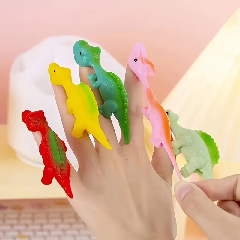 Random Dinosaur Finger Catapult Decompression Toy Tpr Finger - Temu