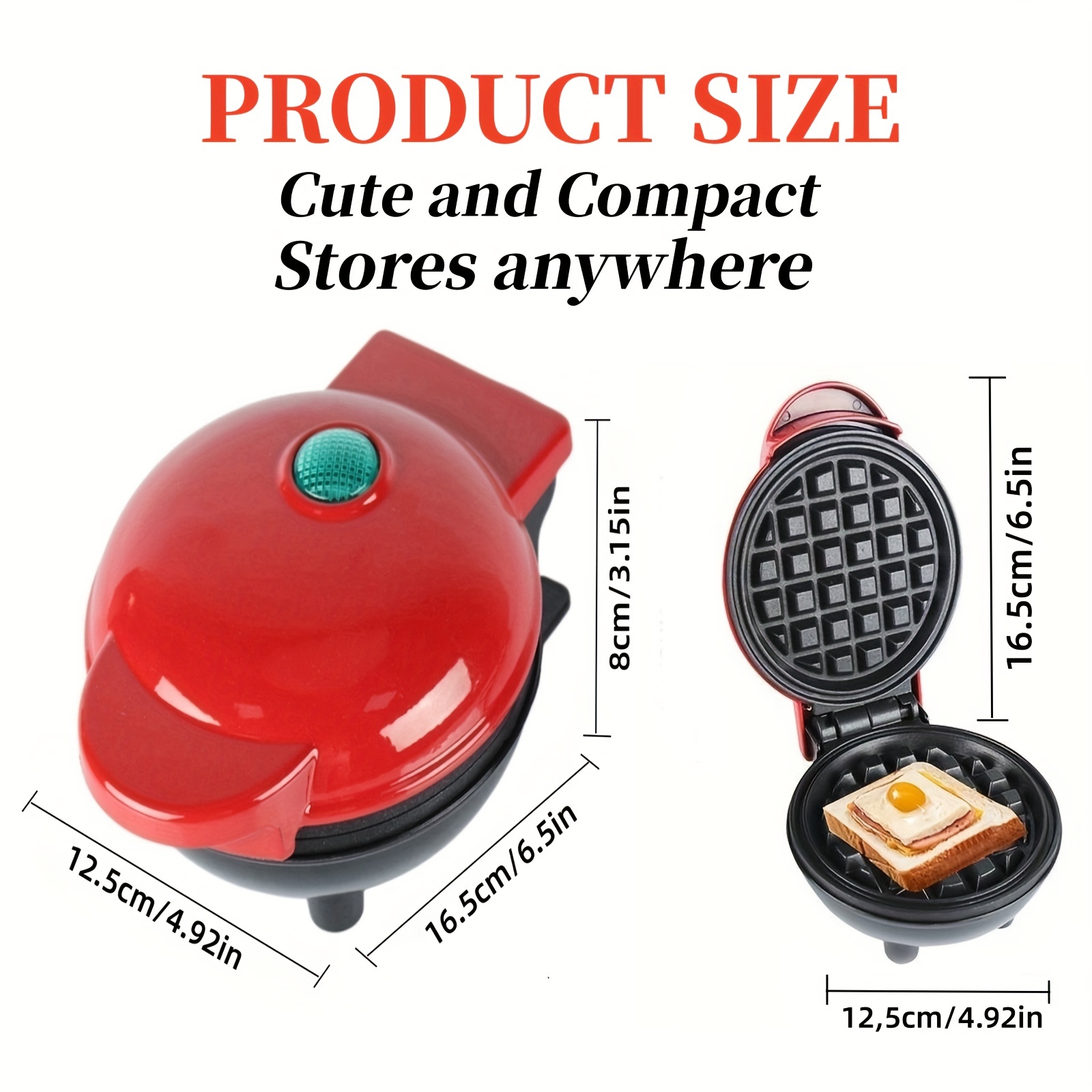 Mini Waffle Maker Portable Electric Round Waffle Maker Grill Machine for Individual Pancakes, Cookies, Eggs Individual Waffles, Paninis, Hash Browns