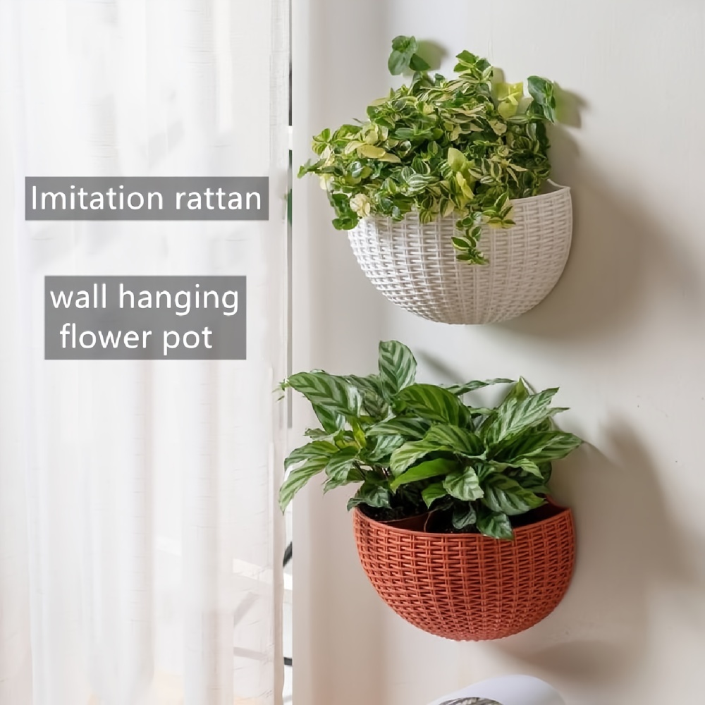 Wall Mounted Adhesive Hook Half Round Hanging Flower Planter Vase