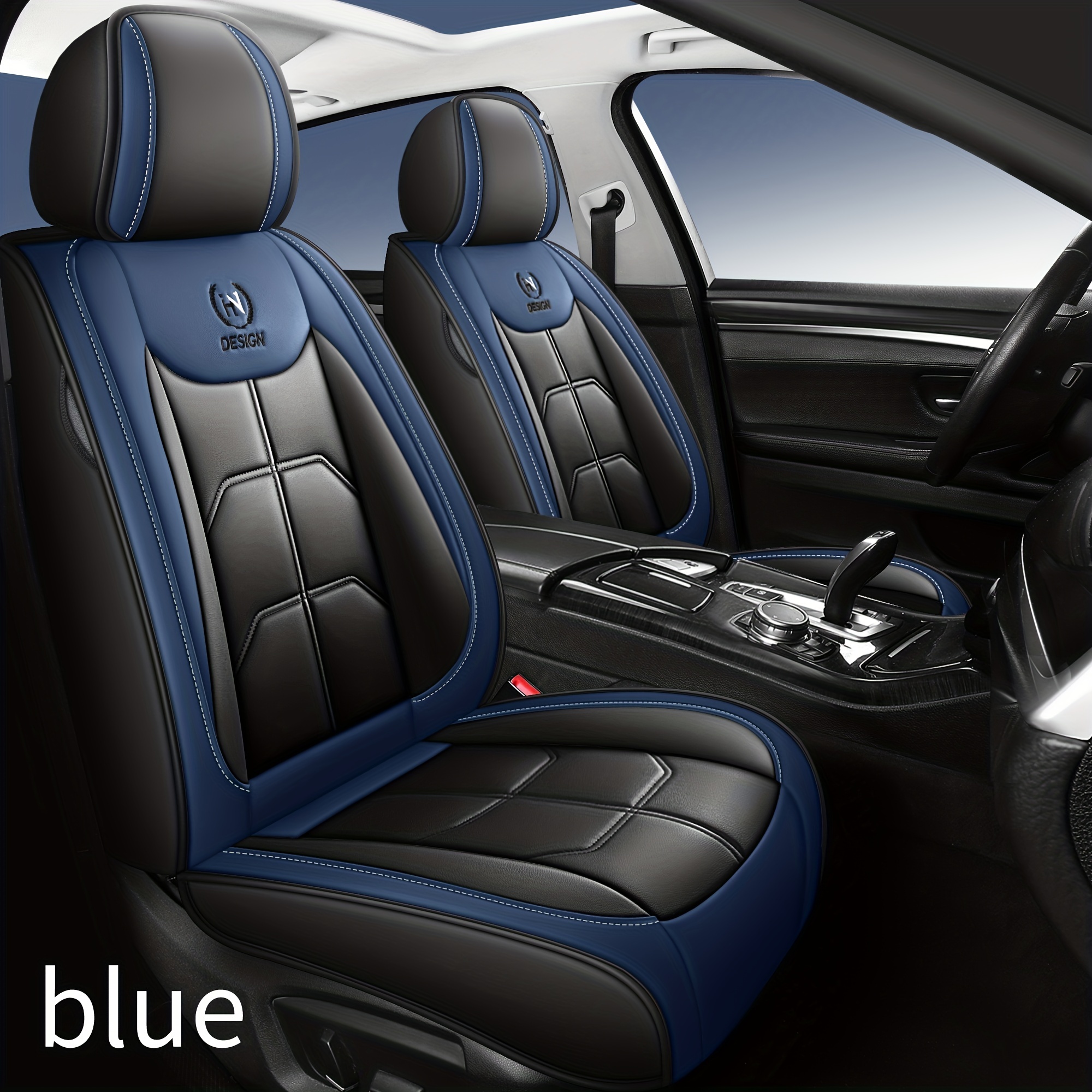 Car Seat Cover in Black and Blue. Fully Customized, Pegasus Premium