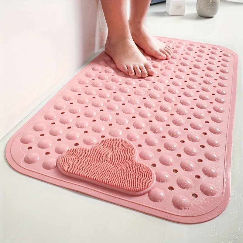 Bathroom Mat Anti-slip Sucker Round PVC Bath Mat with Drain Hole Silicone  Bathing Rugs Foot Massage Pad Bathtub Soft Shower Mat