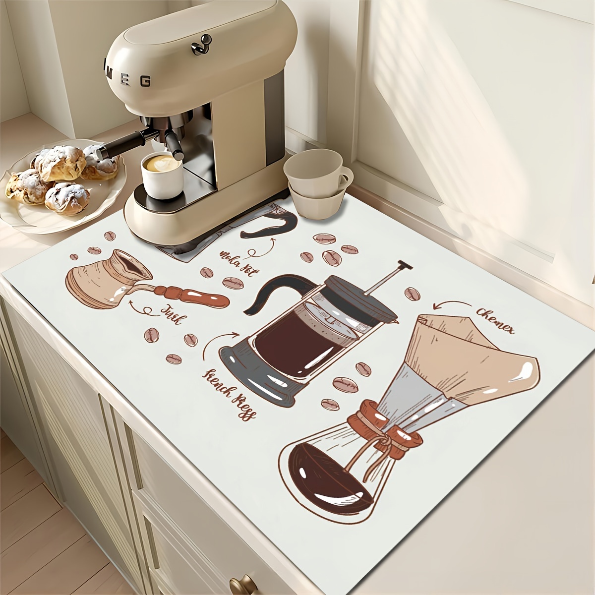 Retro Coffee Maker Mat Kitchen Counter Protector Rubber Absorbent  Dishwashing Pads Coffee Bar Accessories Kitchen Placemats, Kitchen Counters  And Perfect Accessories For Coffee Machines Halloween Christmas Home Decor  Room Decor - Temu