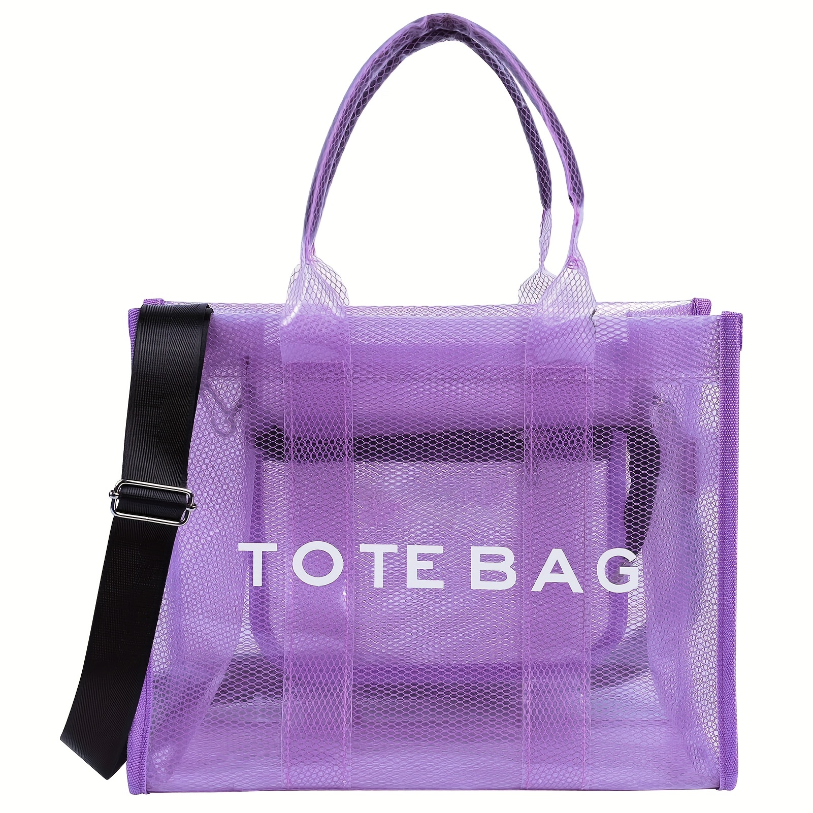 Pink Transparent Top Handle Tote Bag Zip Crossbody Clear Sport