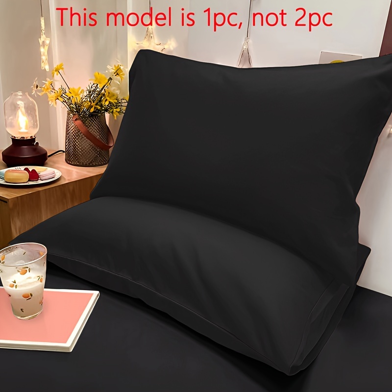 

1pc Brushed Solid Color Pillowcases (without Pillow Core), Soft & Breathable Pillowcases With Envelope Closure, Black Pillow Cover For Living Room Sofa Bedroom Decor