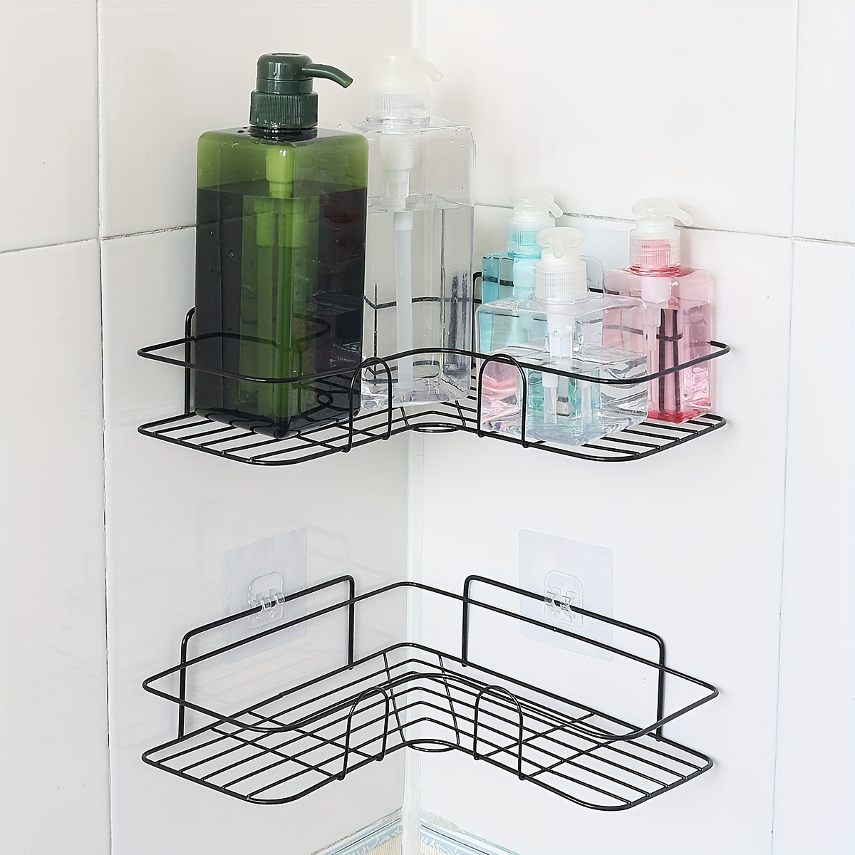Corner Shower Shelves Glass Bathroom Storage Rack Shower - Temu