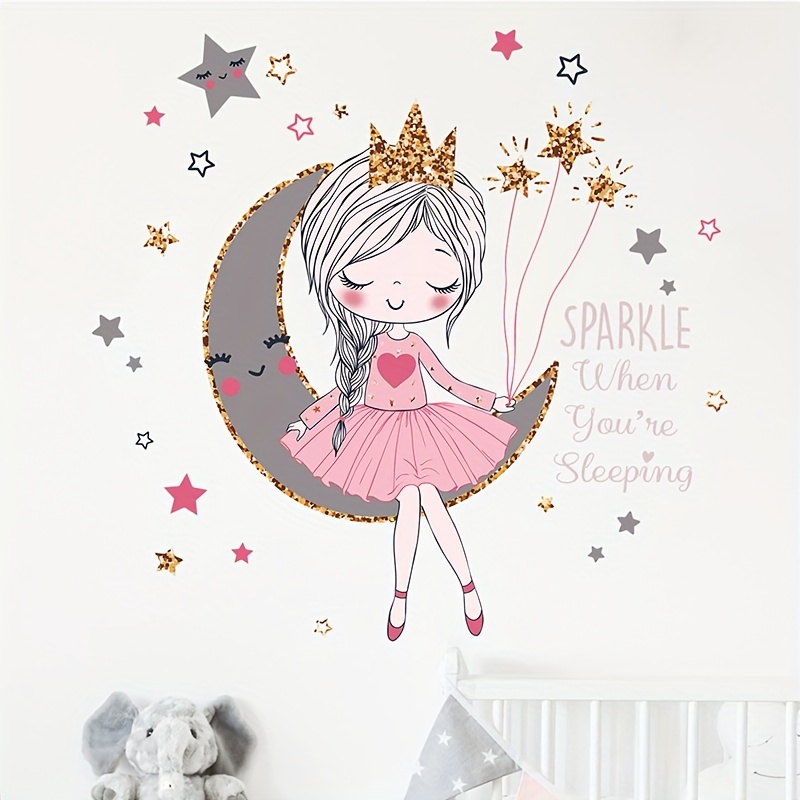 Stickers chambre fille, autocollant mural bébé, princesse, petite fille sur  la balançoire -  Canada