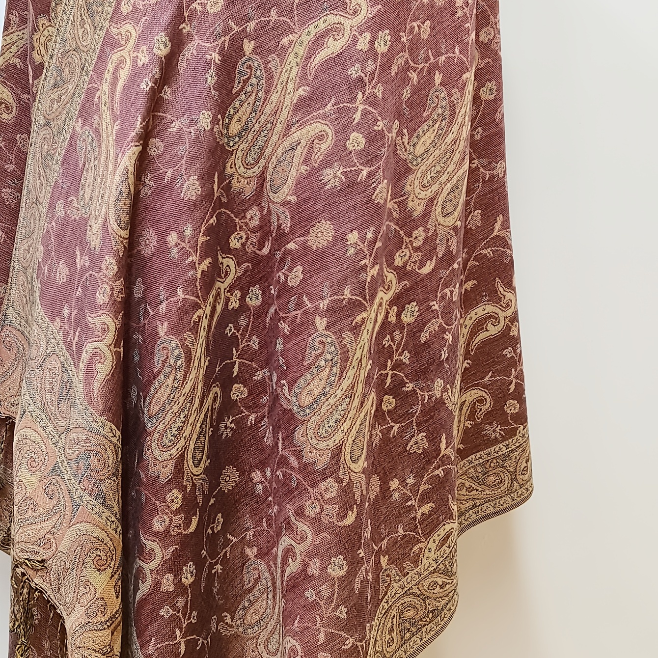 Rose Pink and Gold Scarf in Brocade Silk