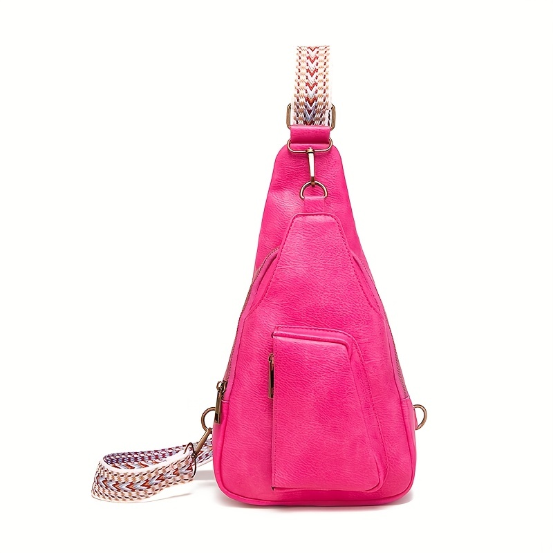 Crossbody Bag Strap - Pink, Orange, & Red Geometric – Bagging Rights