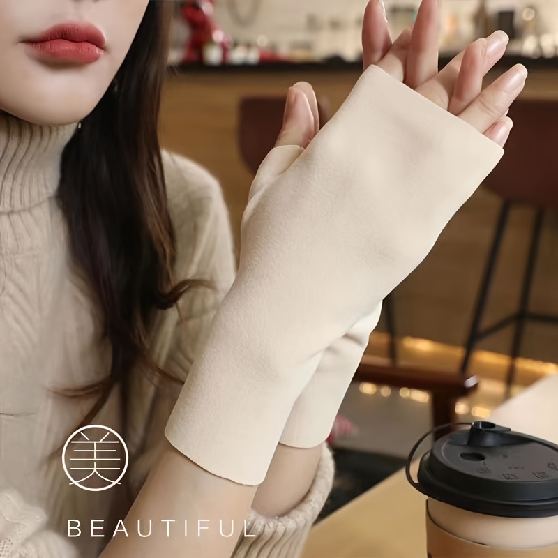 Solid Color Thin Fingerless Gloves Elegant Women's Solid - Temu