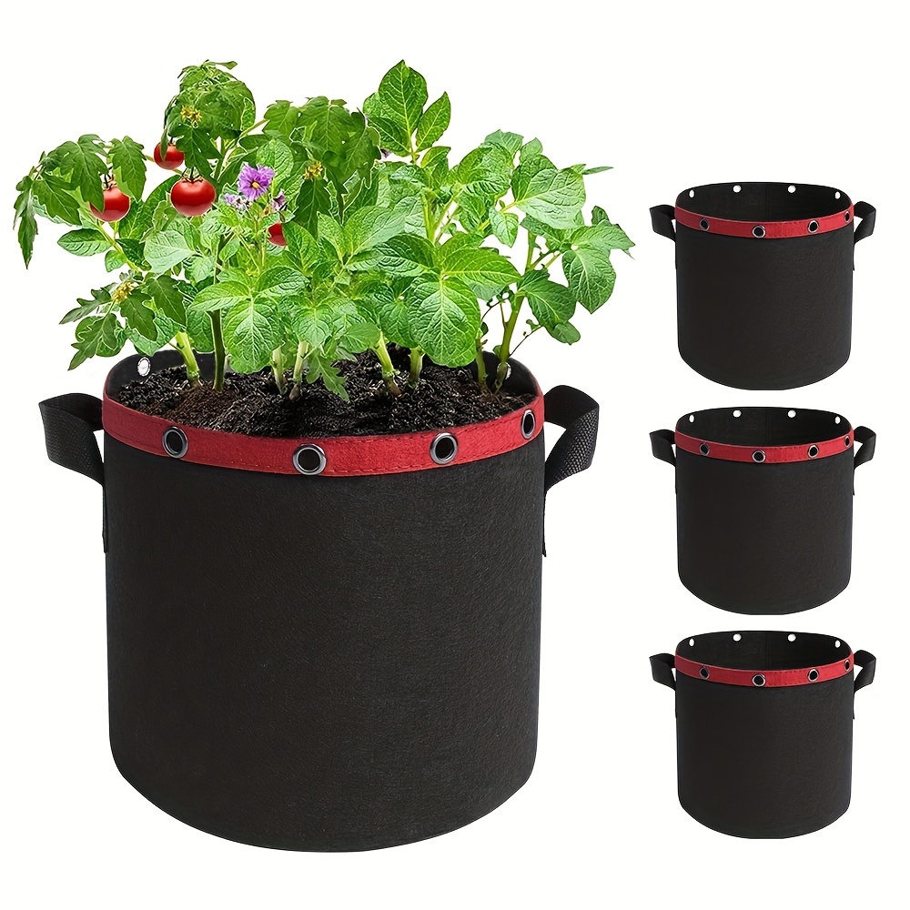 iPower 5-Pack 25 Gallon Plant Grow Bags Thickened Nonwoven Aeration Fabric Pots Heavy Duty Durable Container, Strap Handles for Garden, Black