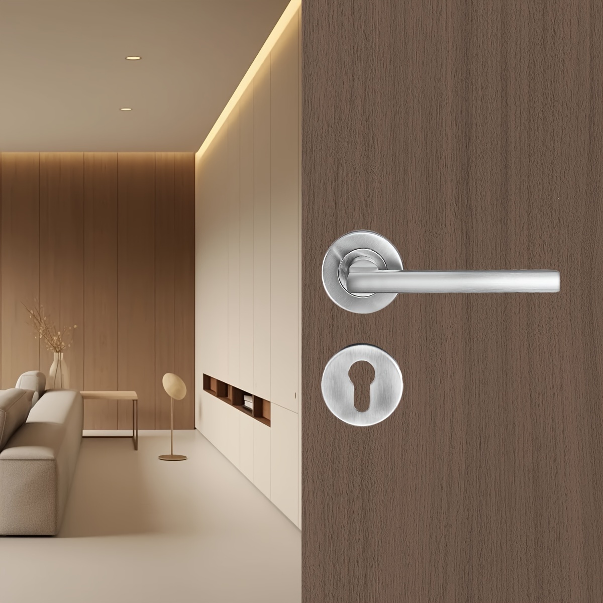 1 Set Stainless Steel Interior Door Handle Brushed Door Lock Set - Tools &  Home Improvement - Temu