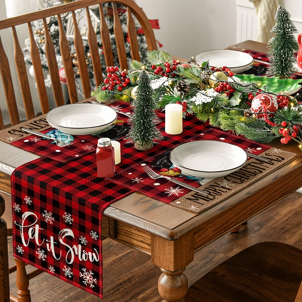 Christmas Theme Linen Placemats, Santa Claus Castle Pattern Printed Table  Mat, Kitchen Decorative Table Pad, Christmas Decor, Dining Table Decor,  Kitchen Supplies, Home Decoration, Gift - Temu