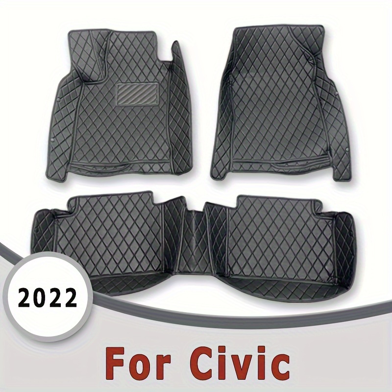 Car Floor Mats Civic 2022 2023 Artificial Leather Car - Temu