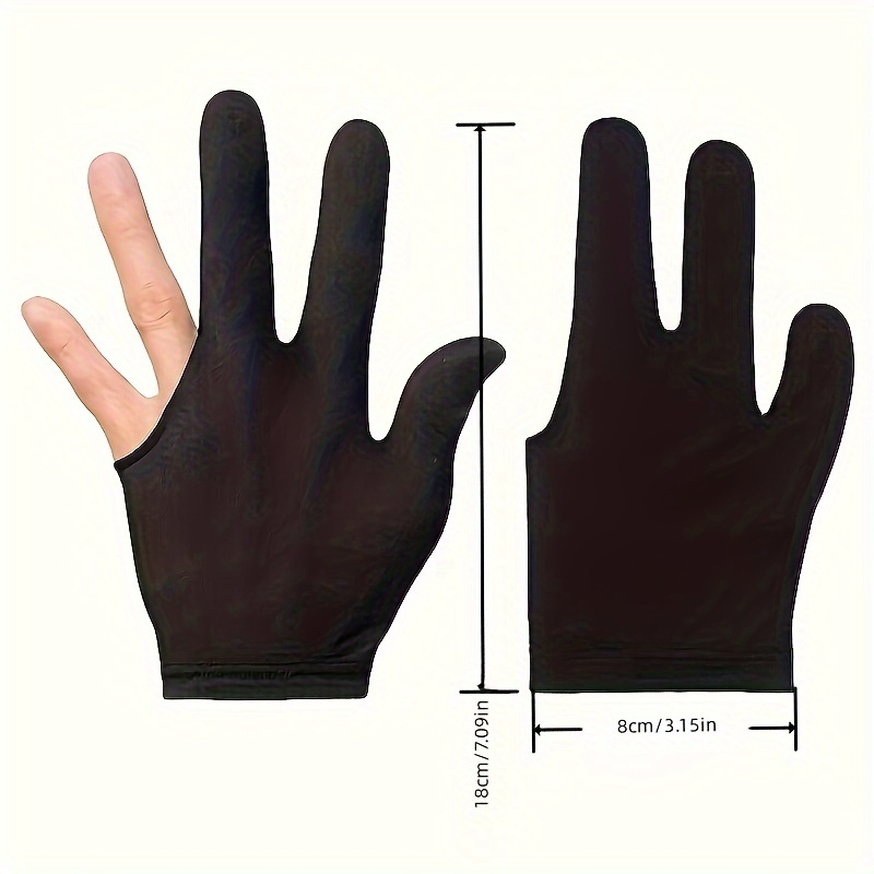 10pcs Embroidered Three Finger Billiards Gloves - Enhanced Grip & Control